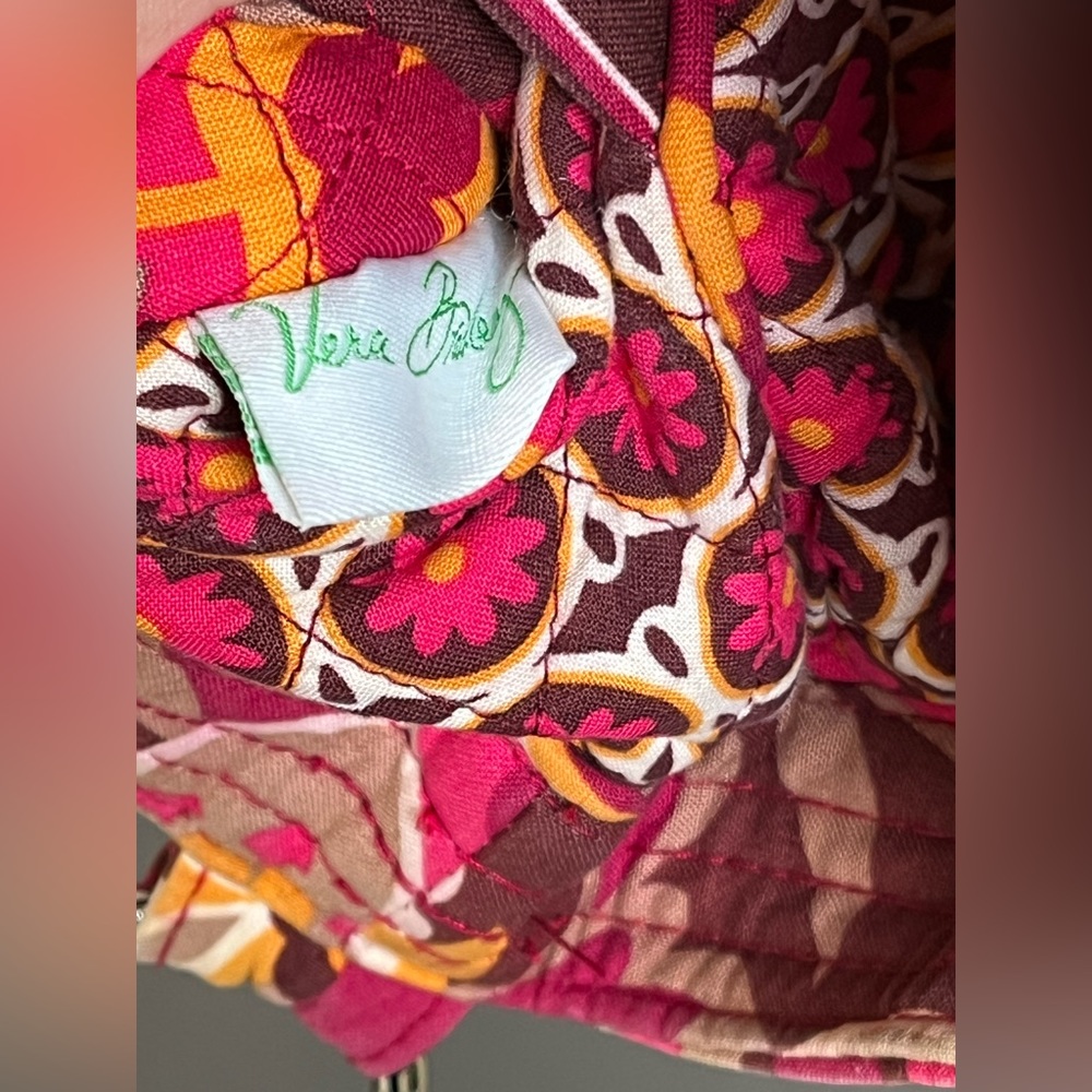Vera Bradley Carnaby Medium Pink Orange Floral Quilted Shoulder Purse Bag - Picture 12 of 13